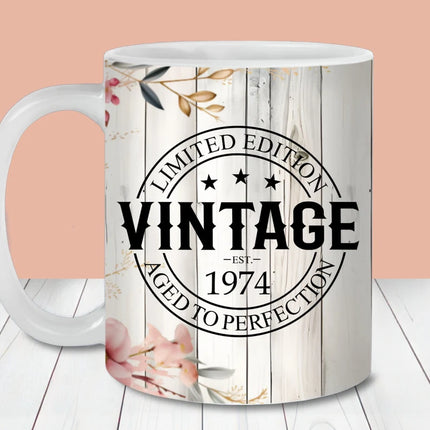 Pink Floral Vintage Birthday Mug