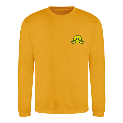 Smiley Face Mid Finger Embroidery Detail Sweatshirt | Hoodie