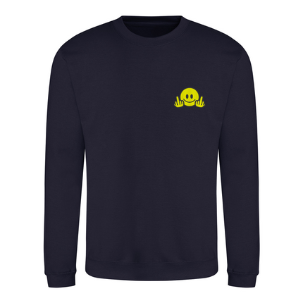 Smiley Face Mid Finger Embroidery Detail Sweatshirt | Hoodie