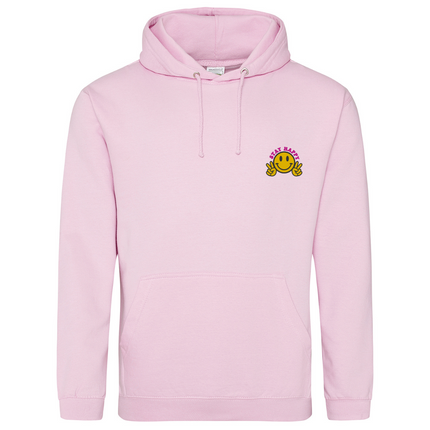 Smiley Face Stay Happy Embroidery Detail Sweatshirt | Hoodie