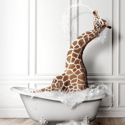 Adorable giraffe in Tub Wall Art