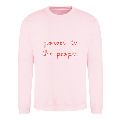 Power to the people embroidered sweater