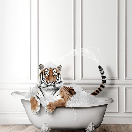 Adorable Tiger in Tub Wall Art