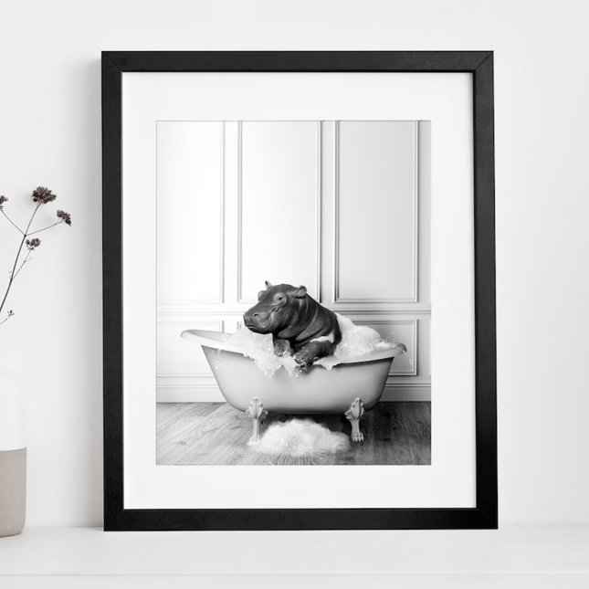 Adorable Hippo in Tub Wall Art