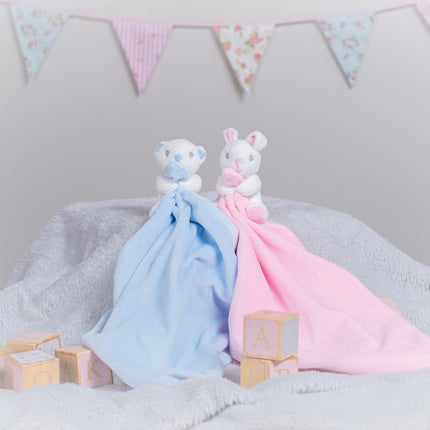 Personalised Baby Animal Comforter with Rattle