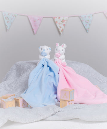 Personalised Baby Animal Comforter with Rattle