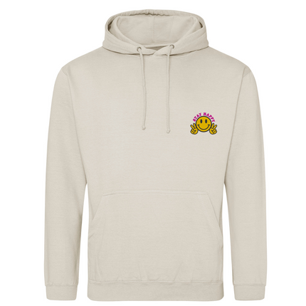 Smiley Face Stay Happy Embroidery Detail Sweatshirt | Hoodie