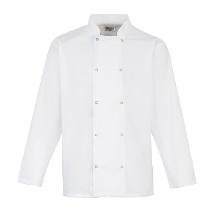 Studded front long sleeve chef's jacket