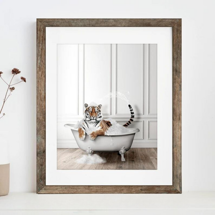 Adorable Tiger in Tub Wall Art